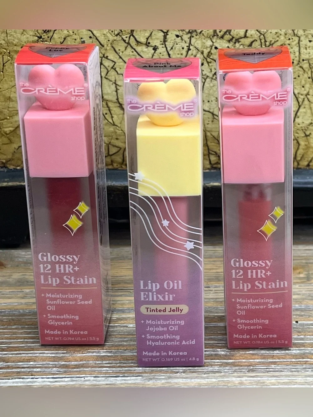 The Crème Shop Lip Bundle - 2 Glossy 12HR+ Lip Stains & 1 Lip Oil Elixir NIB